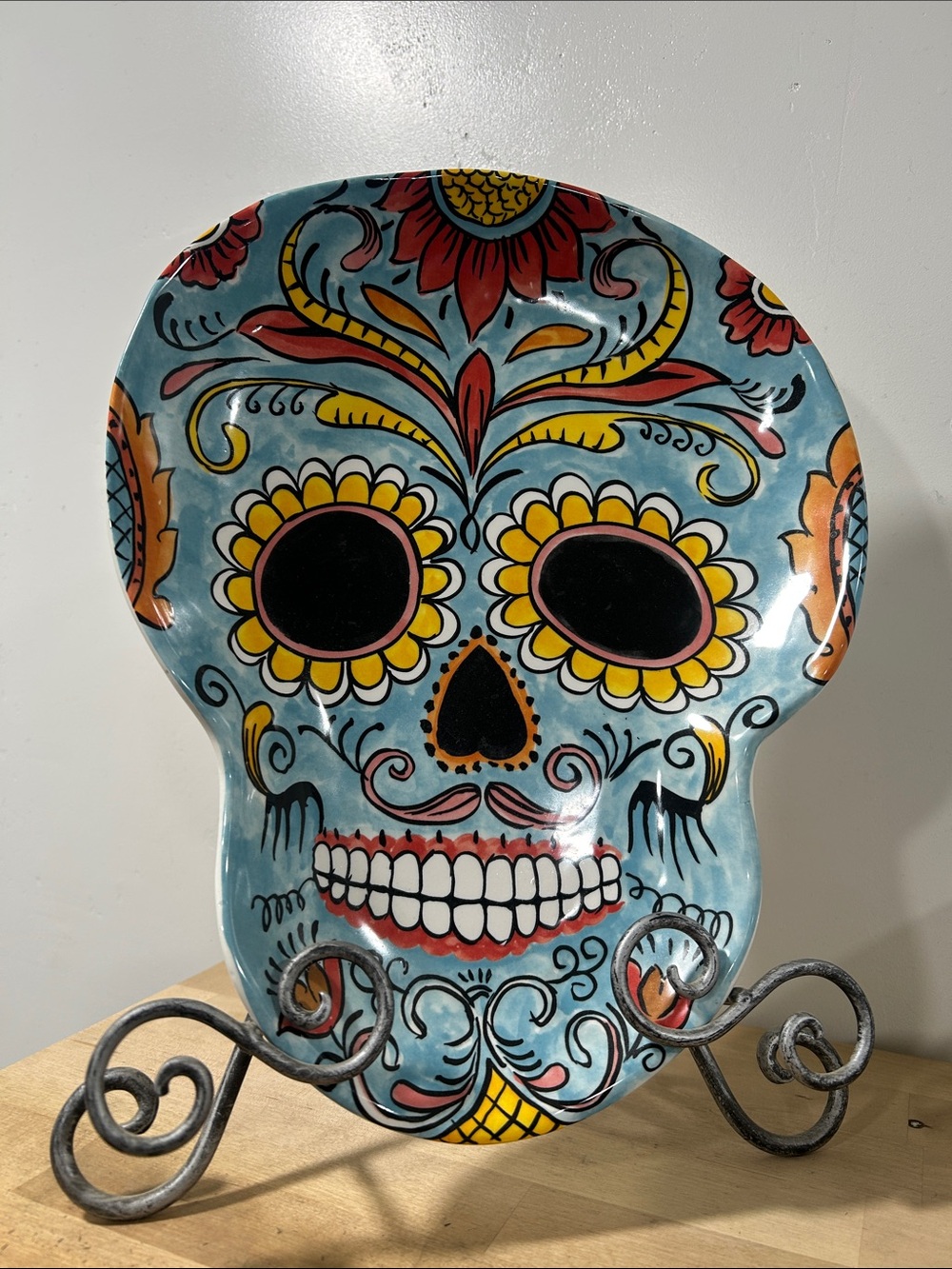 Decorative Blue Sugar Skull Serving Platter